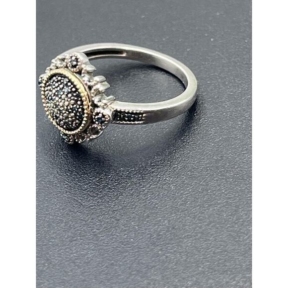 Designer 925 Sterling Silver 14K
Yellow Gold Blue Diamond Two Tone Ring Sz 7.5 - Picture 14 of 16